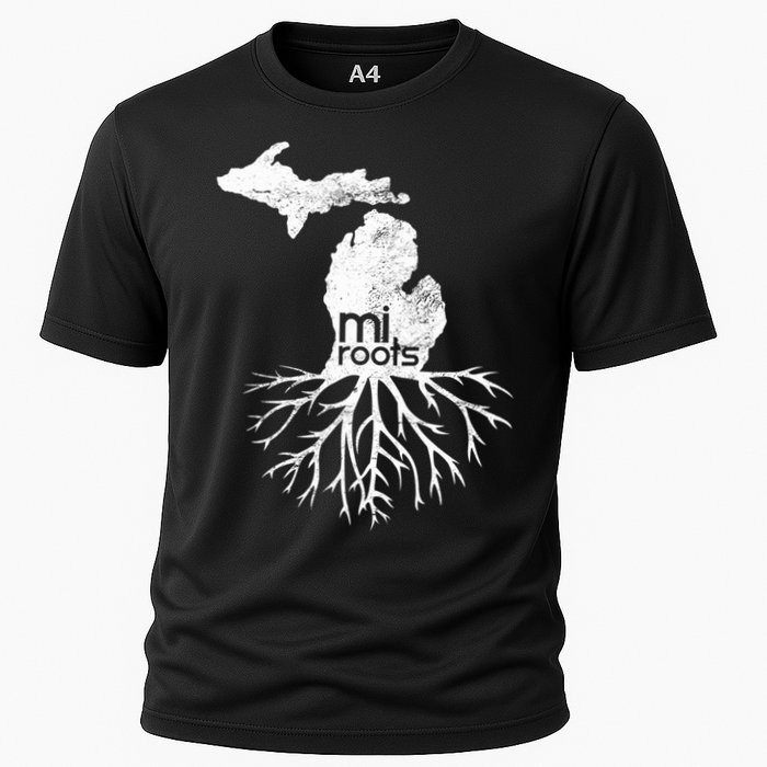 Mi Roots Michigan Map Native Michigander Gift Home State Gift Cooling Performance Crew T-Shirt