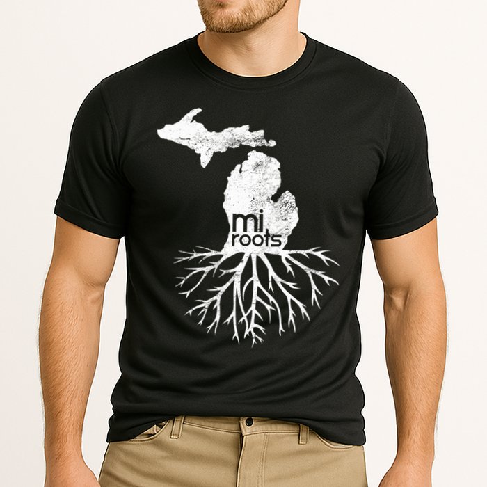 Mi Roots Michigan Map Native Michigander Gift Home State Gift Cooling Performance Crew T-Shirt