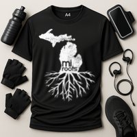 Mi Roots Michigan Map Native Michigander Gift Home State Gift Cooling Performance Crew T-Shirt