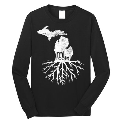 Mi Roots Michigan Map Native Michigander Gift Home State Gift Long Sleeve Shirt