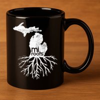 Mi Roots Michigan Map Native Michigander Gift Home State Gift 11oz C Handle Ceramic Mug