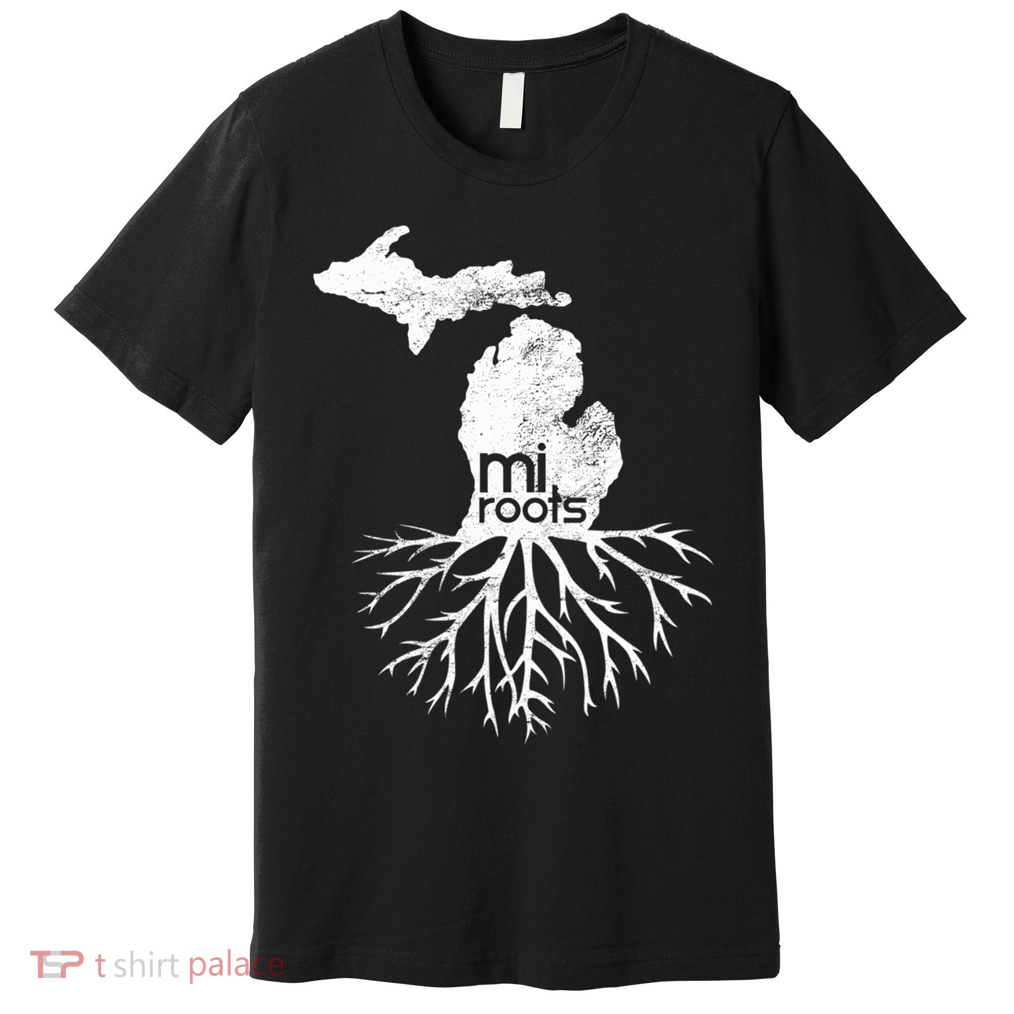 Mi Roots Michigan Map Native Michigander Gift Home State Gift Premium T-Shirt