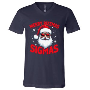 Merry Rizz Mas Sigmas Gen Alpha Middle School Christmas V-Neck T-Shirt