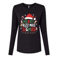 Merry Rizz Mas Sigmas Funny Gen Alpha Xmas Santa Christmas Womens Cotton Relaxed Long Sleeve T-Shirt