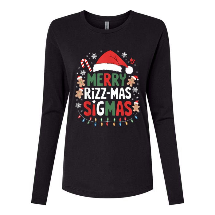 Merry Rizz Mas Sigmas Funny Gen Alpha Xmas Santa Christmas Womens Cotton Relaxed Long Sleeve T-Shirt