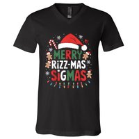 Merry Rizz Mas Sigmas Funny Gen Alpha Xmas Santa Christmas V-Neck T-Shirt