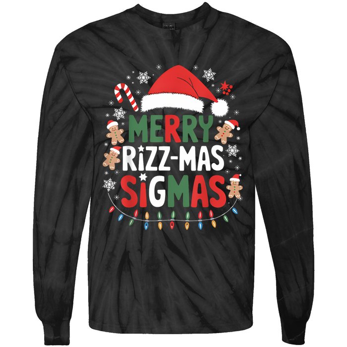 Merry Rizz Mas Sigmas Funny Gen Alpha Xmas Santa Christmas Tie-Dye Long Sleeve Shirt