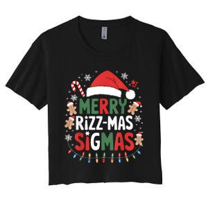 Merry Rizz Mas Sigmas Funny Gen Alpha Xmas Santa Christmas Women's Crop Top Tee