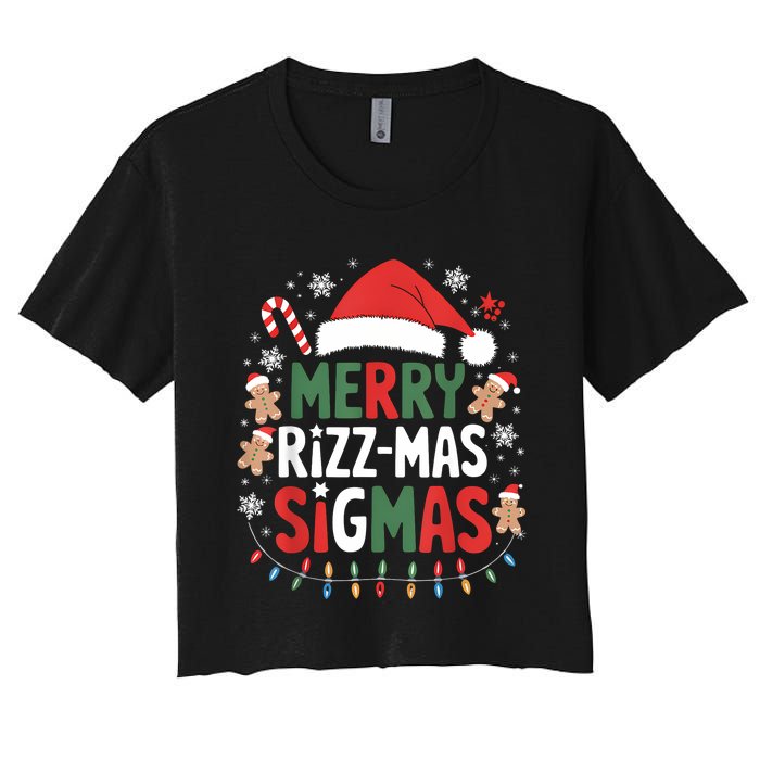 Merry Rizz Mas Sigmas Funny Gen Alpha Xmas Santa Christmas Women's Crop Top Tee