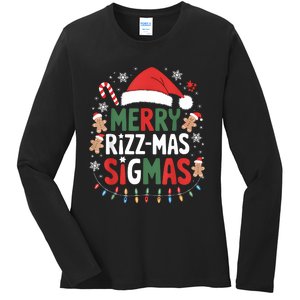 Merry Rizz Mas Sigmas Funny Gen Alpha Xmas Santa Christmas Ladies Long Sleeve Shirt