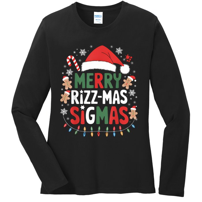 Merry Rizz Mas Sigmas Funny Gen Alpha Xmas Santa Christmas Ladies Long Sleeve Shirt