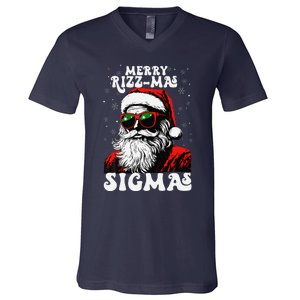 Merry Rizz Mas Sigmas Funny Gen Alpha Xmas Santa Christmas V-Neck T-Shirt