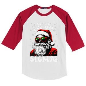 Merry Rizz Mas Sigmas Funny Gen Alpha Xmas Santa Christmas Kids Colorblock Raglan Jersey