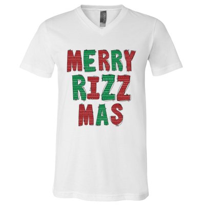 Merry R.I.Z.Z. Mas Sigmas Gen Alpha Middle School Christmas V-Neck T-Shirt