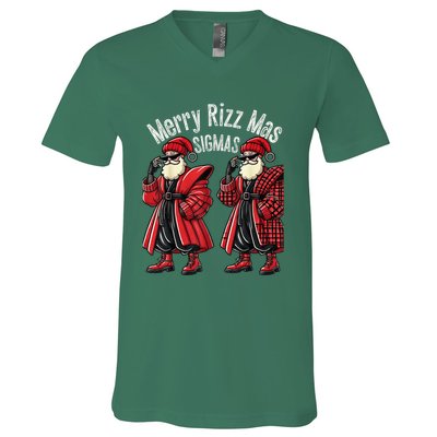 Merry R.I.Z.Z Mas Sigmas Gen Alpha Middle School Christmas V-Neck T-Shirt