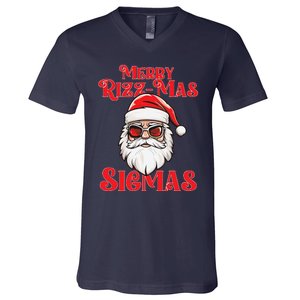 Merry Rizz Mas Sigmas Funny Gen Alpha Xmas Santa Christmas V-Neck T-Shirt