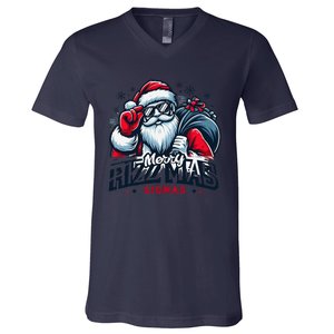 Merry Rizz Mas Sigmas Gen Alpha Middle School Christmas V-Neck T-Shirt