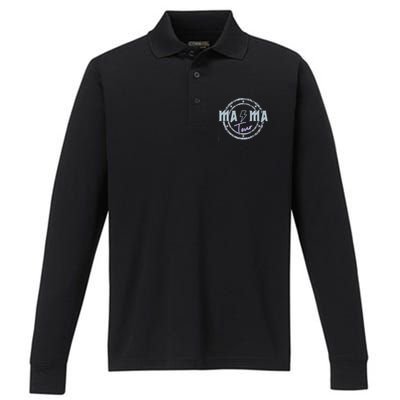 Mama Rock Moms Life Mothers Day Family Performance Long Sleeve Polo