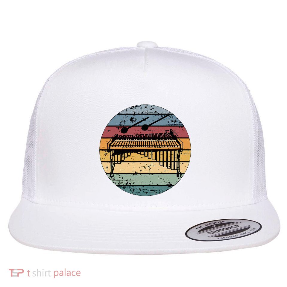 Marimba Retro Marimba Player Marimba Lover Flat Bill Trucker Hat