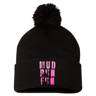 Mud Run Mud Run Fun Obstacle Race Pom Pom 12in Knit Beanie