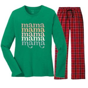 Mama Retro Women's Long Sleeve Flannel Pajama Set 