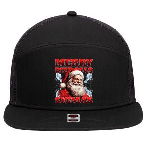 Merry Rizz Mas Sigmas Gen Alpha Middle School Christmas 7 Panel Mesh Trucker Snapback Hat