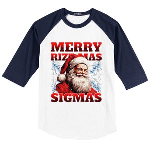 Merry Rizz Mas Sigmas Gen Alpha Middle School Christmas Baseball Sleeve Shirt