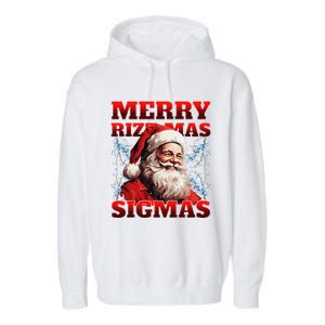 Merry Rizz Mas Sigmas Gen Alpha Middle School Christmas Garment-Dyed Fleece Hoodie