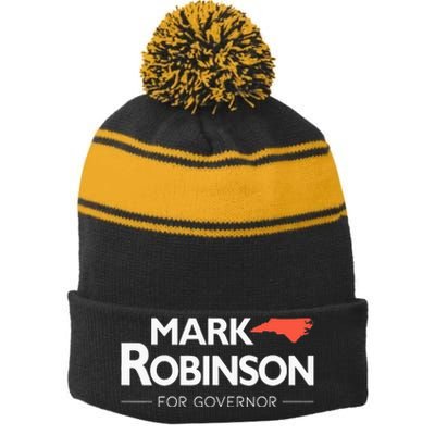 Mark Robinson North Carolina For Governor Election 2024 NC Stripe Pom Pom Beanie