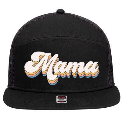Mama Retro New Mom Funny Gift 7 Panel Mesh Trucker Snapback Hat