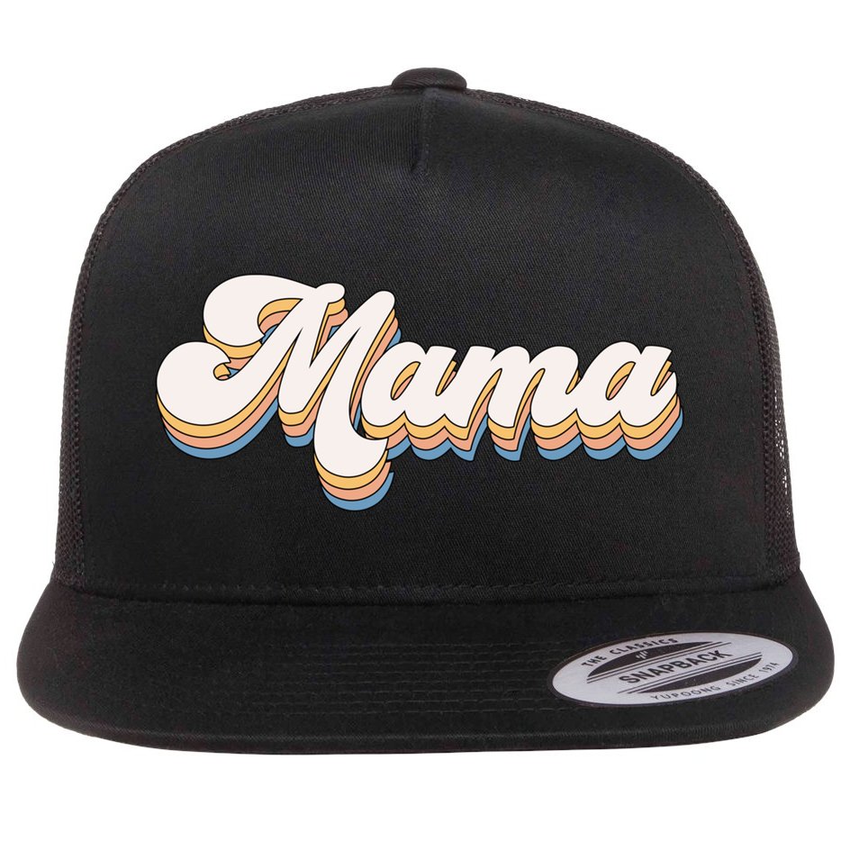 Mama Retro New Mom Funny Gift Flat Bill Trucker Hat