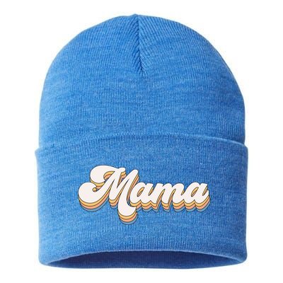 Mama Retro New Mom Funny Gift Sustainable Knit Beanie