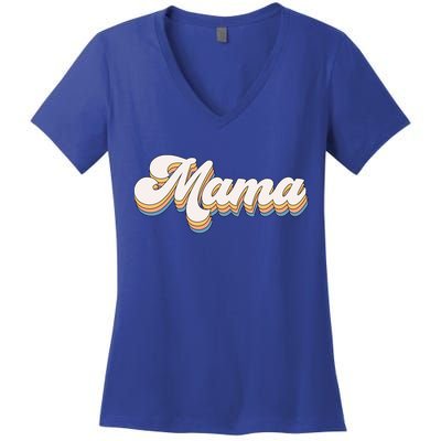 Mama Retro New Mom Funny Gift Women's V-Neck T-Shirt