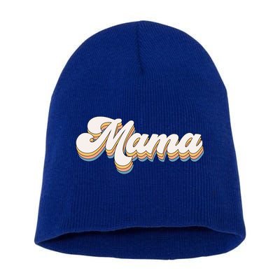 Mama Retro New Mom Funny Gift Short Acrylic Beanie