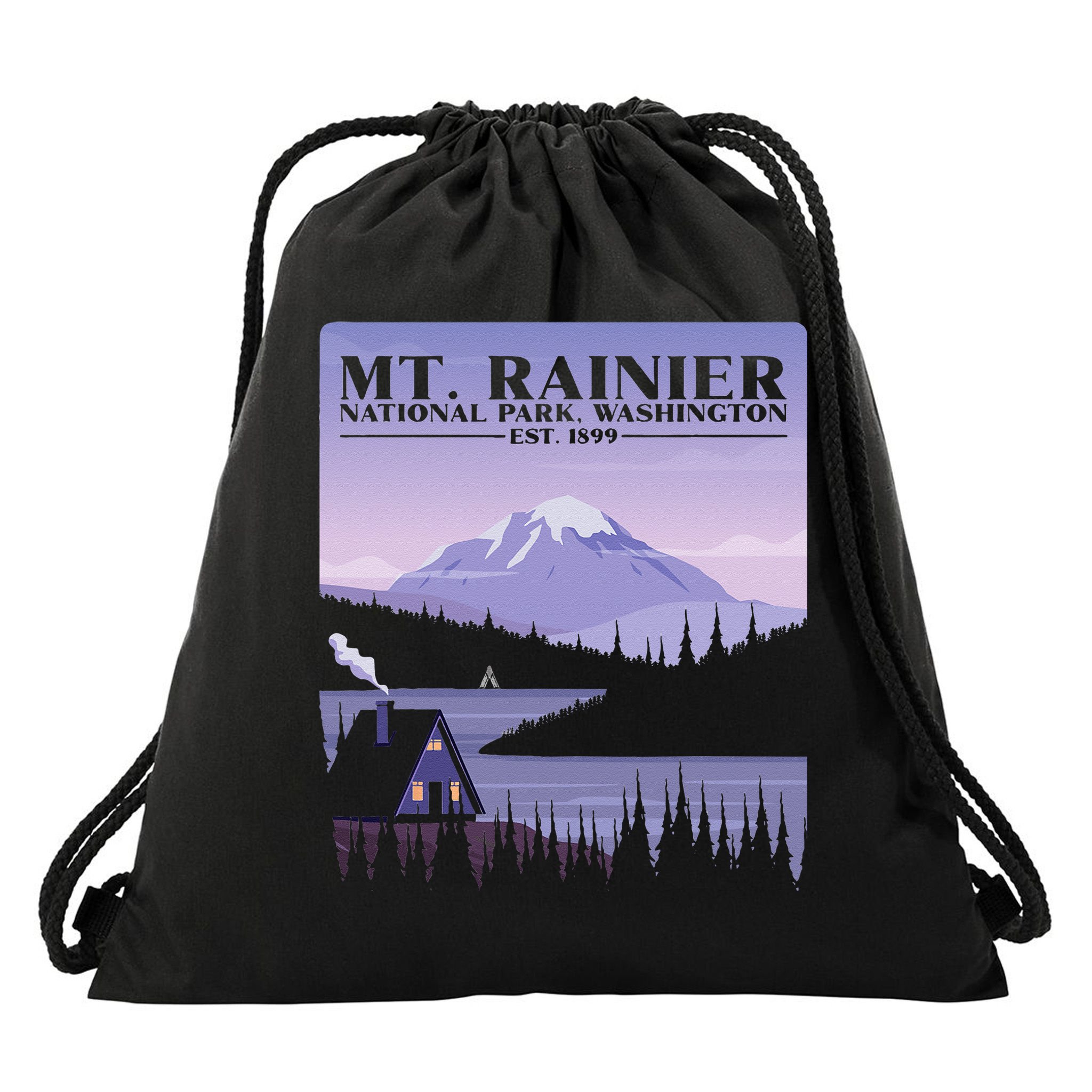 MT. Rainier National Park Hiking Vacation Drawstring Bag