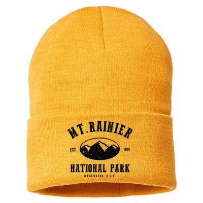 Mt. Rainier National Park Love Hiking Wanderlust Sustainable Knit Beanie