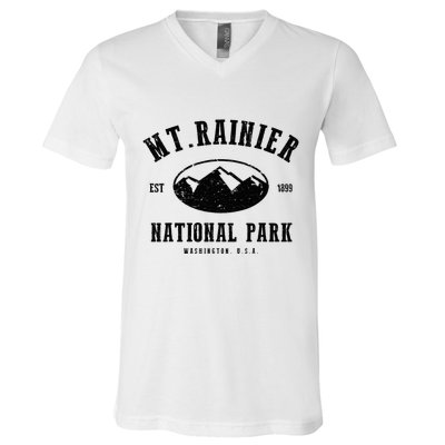 Mt. Rainier National Park Love Hiking Wanderlust V-Neck T-Shirt