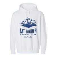 Mt. Rainier National Park Vintage Mountains Graphic Garment-Dyed Fleece Hoodie