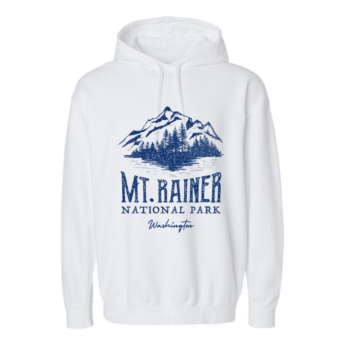 Mt. Rainier National Park Vintage Mountains Graphic Garment-Dyed Fleece Hoodie