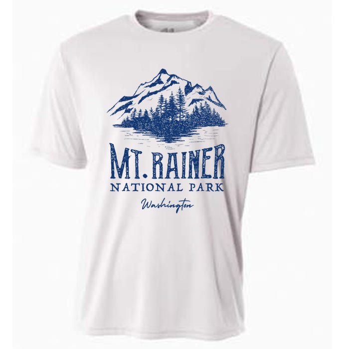 Mt. Rainier National Park Vintage Mountains Graphic Cooling Performance Crew T-Shirt