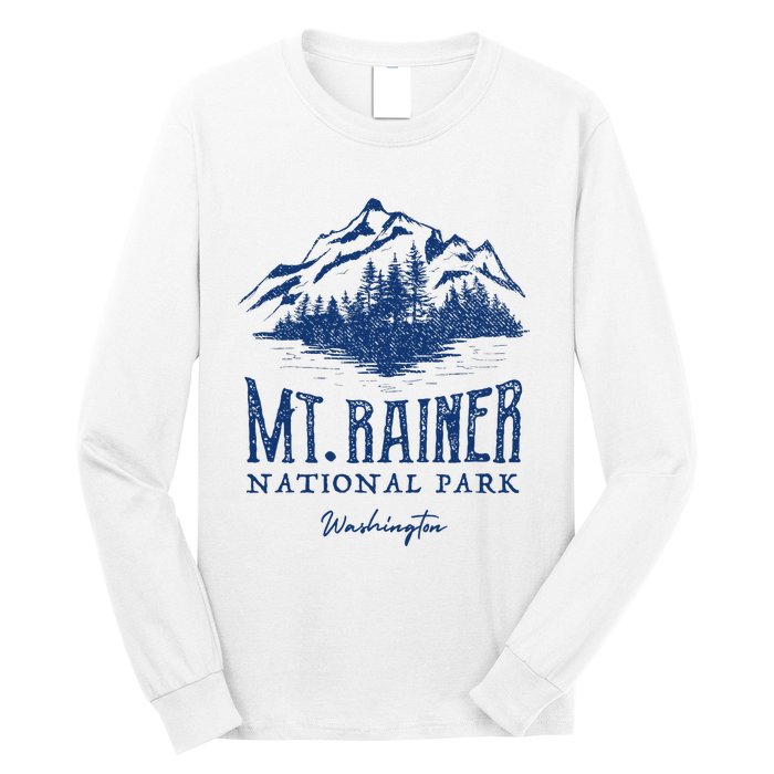 Mt. Rainier National Park Vintage Mountains Graphic Long Sleeve Shirt