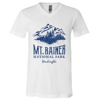 Mt. Rainier National Park Vintage Mountains Graphic V-Neck T-Shirt