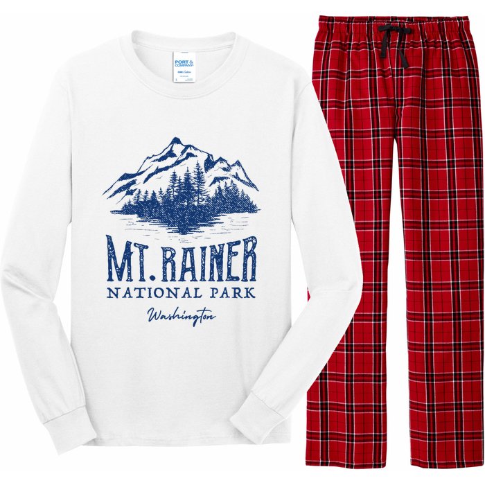 Mt. Rainier National Park Vintage Mountains Graphic Long Sleeve Pajama Set