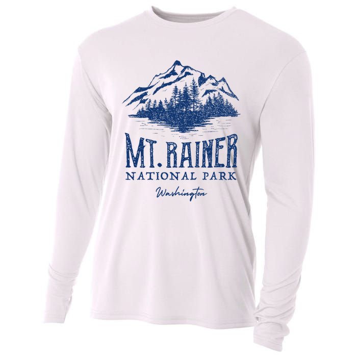 Mt. Rainier National Park Vintage Mountains Graphic Cooling Performance Long Sleeve Crew