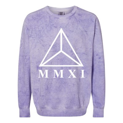 Mmxi Roman Numerals Triangle Colorblast Crewneck Sweatshirt