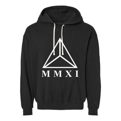 Mmxi Roman Numerals Triangle Garment-Dyed Fleece Hoodie