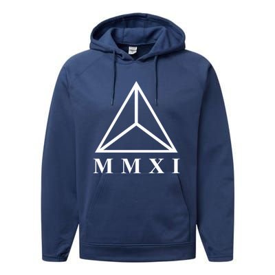 Mmxi Roman Numerals Triangle Performance Fleece Hoodie