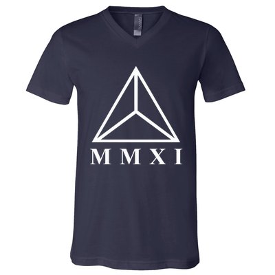 Mmxi Roman Numerals Triangle V-Neck T-Shirt