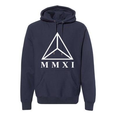 Mmxi Roman Numerals Triangle Premium Hoodie