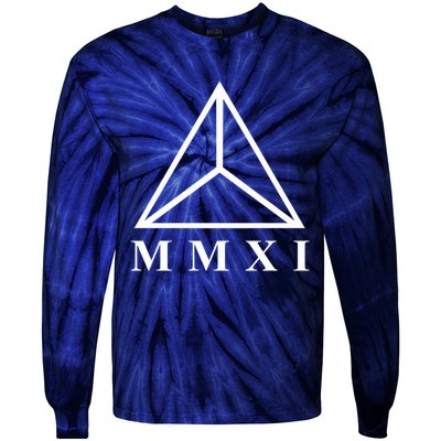 Mmxi Roman Numerals Triangle Tie-Dye Long Sleeve Shirt